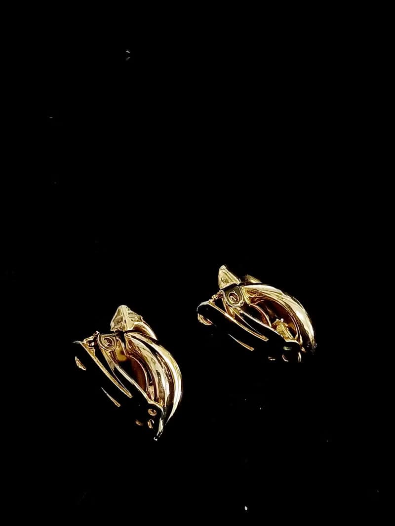 vintage jewelry  古董金色小麥粒造型夾式耳環