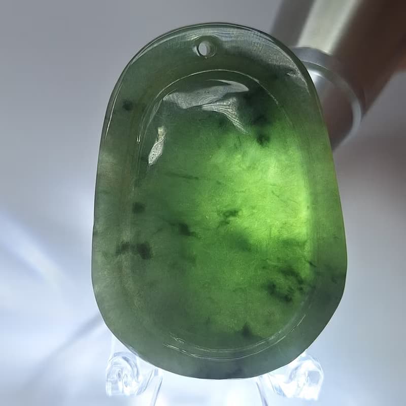 冰潤油清帶藍飄花上山虎 | 天然緬甸玉A貨翡翠