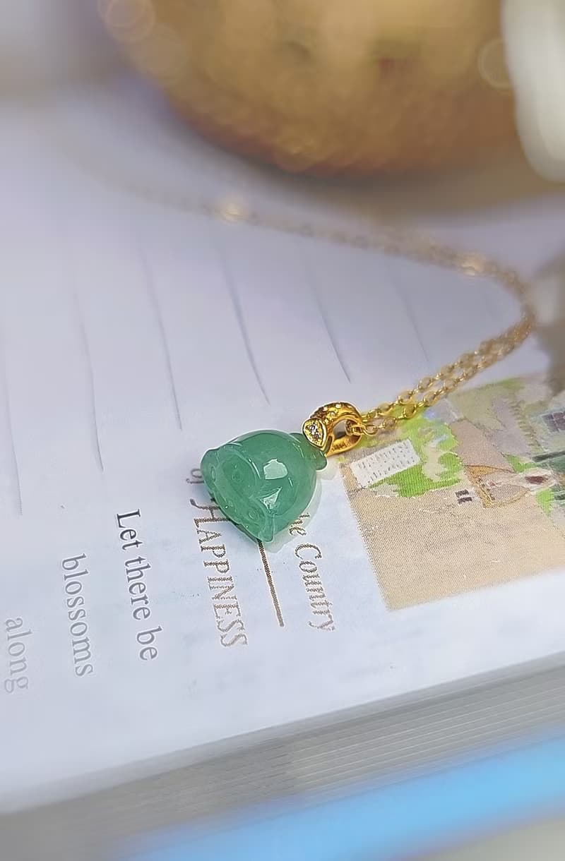 財富•好運連連|18k真金真鑽木拿冰膠綠蓮蓬|緬甸A貨翡翠吊墜