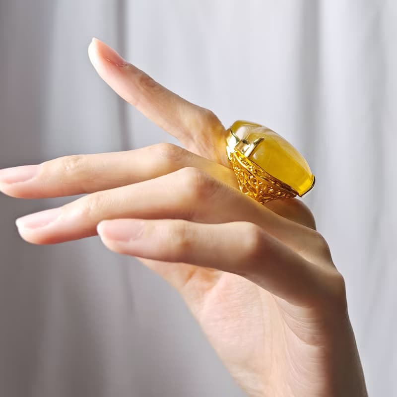 稀有頂級黃螢石 心想事成 招財 大寶石戒指 內徑17.2mm 禮物 收藏