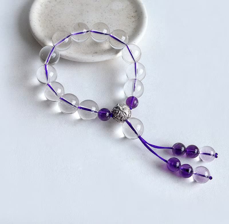 寶石系 天然礦石 白水晶 紫水晶 925純銀 繩鍊