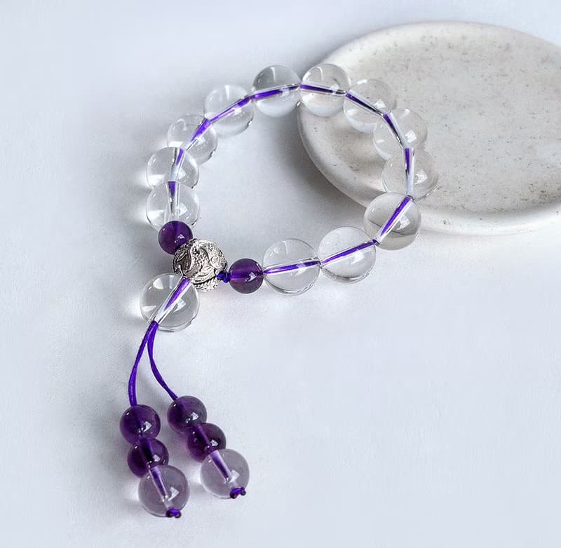 寶石系 天然礦石 白水晶 紫水晶 925純銀 繩鍊