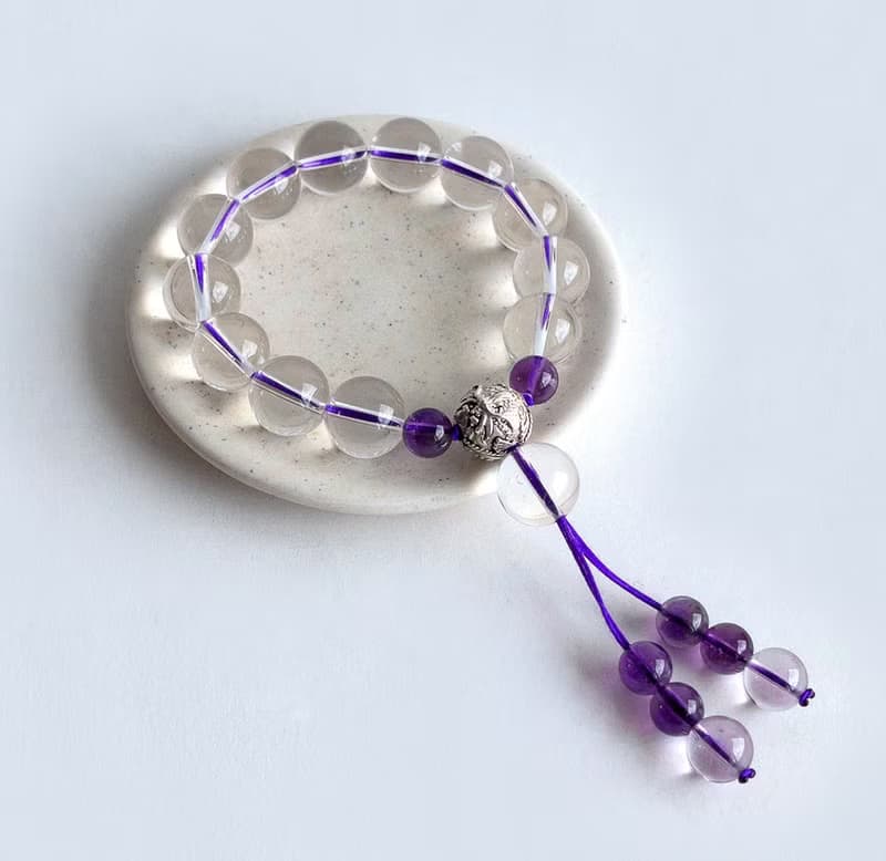 寶石系 天然礦石 白水晶 紫水晶 925純銀 繩鍊