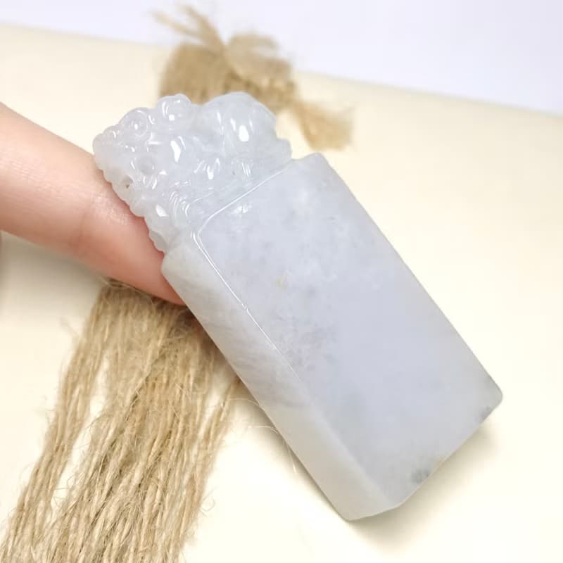 白翡翡翠貔貅玉印章 | 天然緬甸玉翡翠A貨 | 送禮