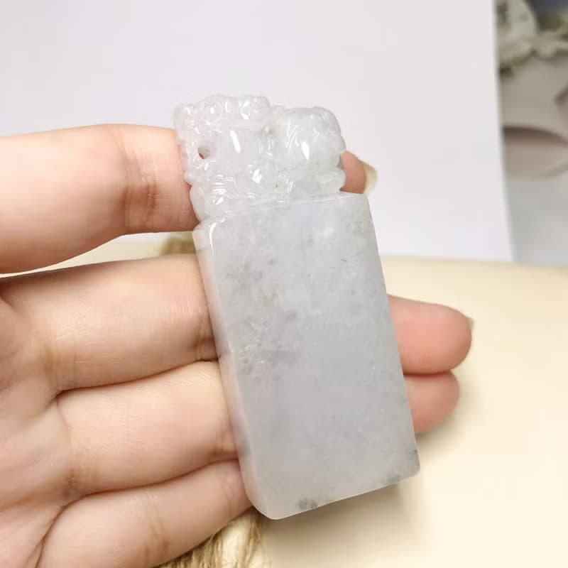 白翡翡翠貔貅玉印章 | 天然緬甸玉翡翠A貨 | 送禮