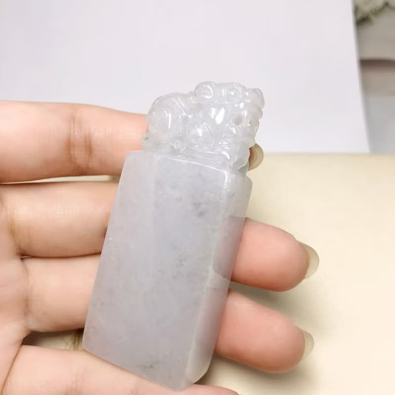 白翡翡翠貔貅玉印章 | 天然緬甸玉翡翠A貨 | 送禮