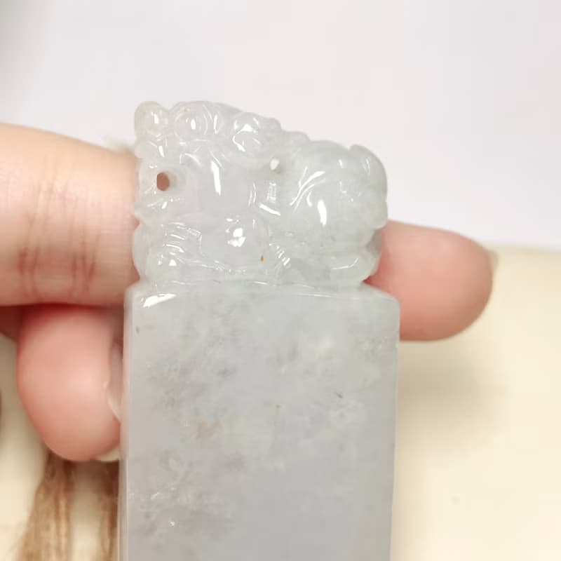 白翡翡翠貔貅玉印章 | 天然緬甸玉翡翠A貨 | 送禮