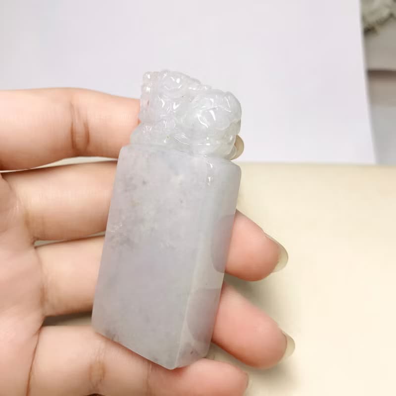 白翡翡翠貔貅玉印章 | 天然緬甸玉翡翠A貨 | 送禮