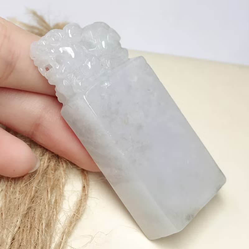 白翡翡翠貔貅玉印章 | 天然緬甸玉翡翠A貨 | 送禮