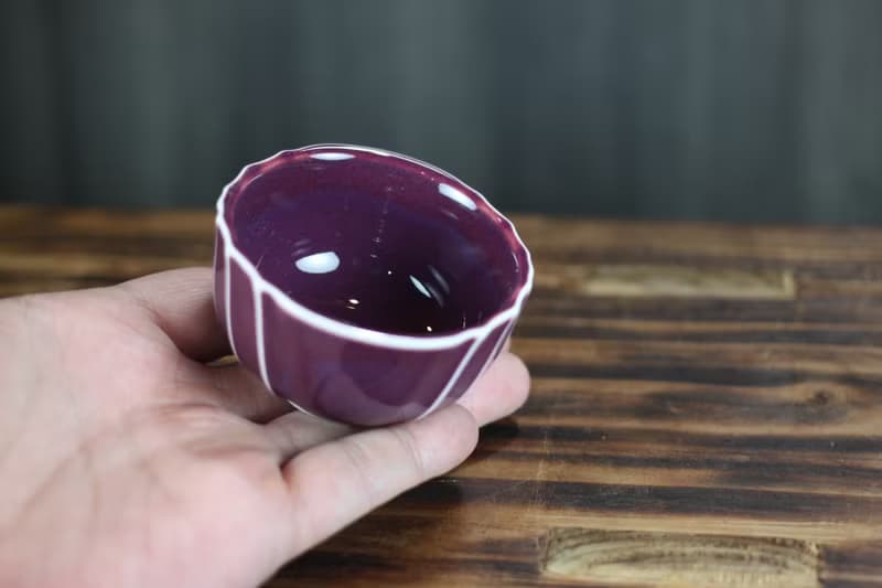 【送禮好物】70ml 紫羅蘭 銅紅釉 曲紋茶杯 陶瓷名家葉敏祥作