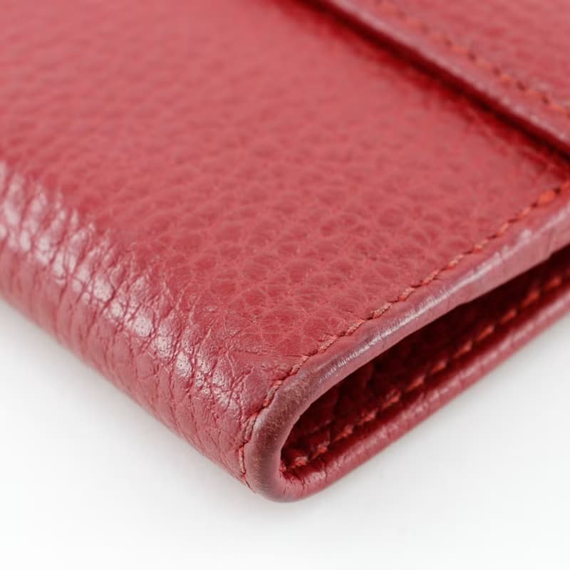 【日本直送】グッチ GUCCI GGマーモント 二つ折り財布 456122 レザー 赤 レディース【中古】