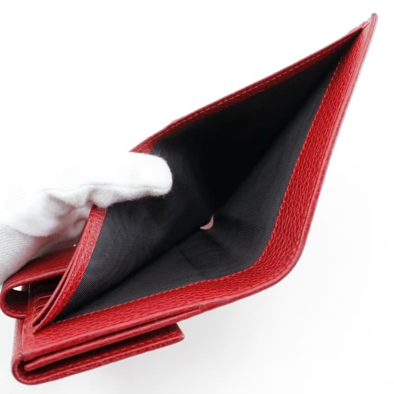 【日本直送】グッチ GUCCI GGマーモント 二つ折り財布 456122 レザー 赤 レディース【中古】
