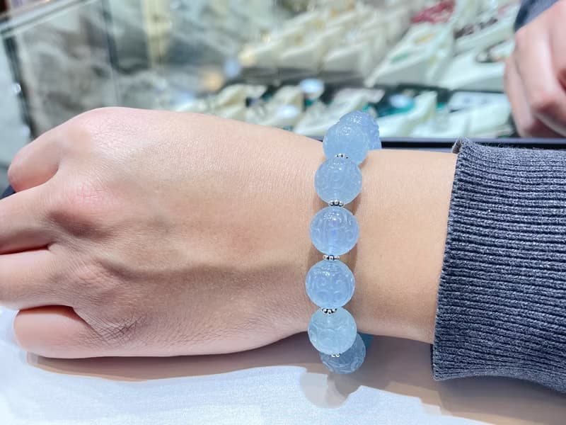 寶麗金珠寶-天然海水藍寶手珠