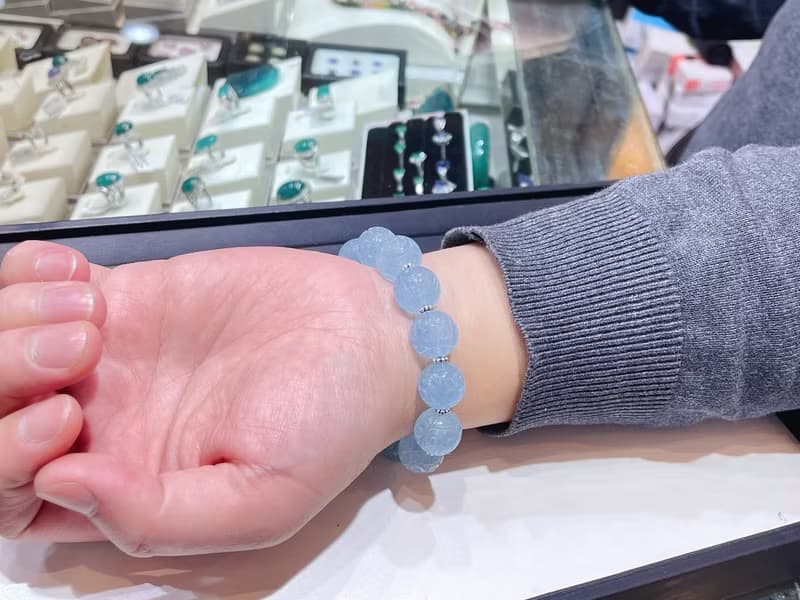 寶麗金珠寶-天然海水藍寶手珠