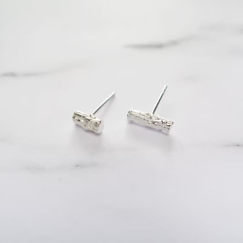 森林系 925純銀 樹精靈 木紋耳針耳環  或 耳夾 一對