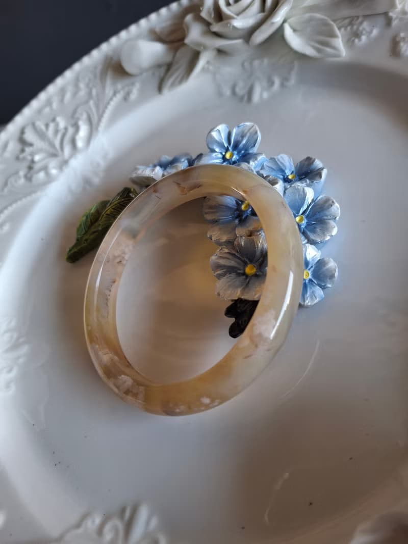 Miss feng天然石-樱花瑪瑙手鐲