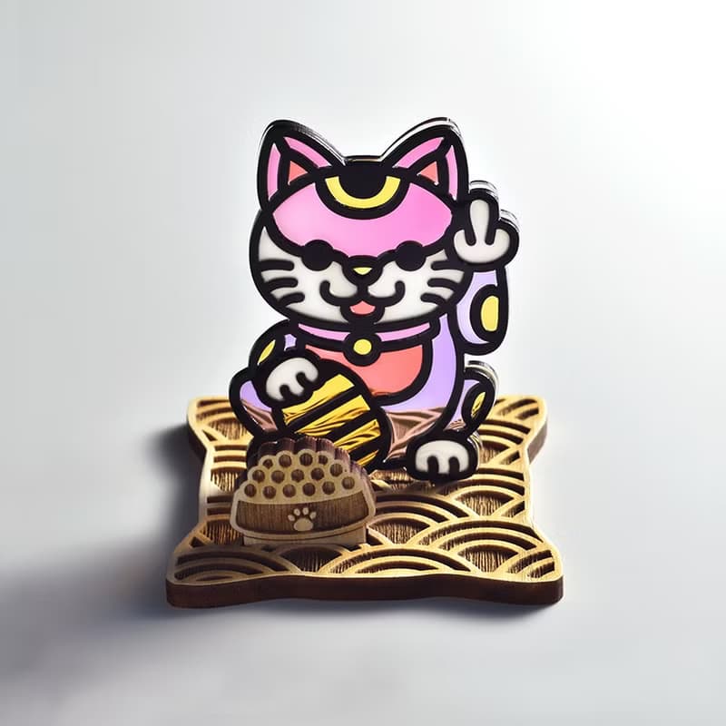 招福貓・中指貓 異色 座台式  l 龍年 福貼 揮春 春聯 招財