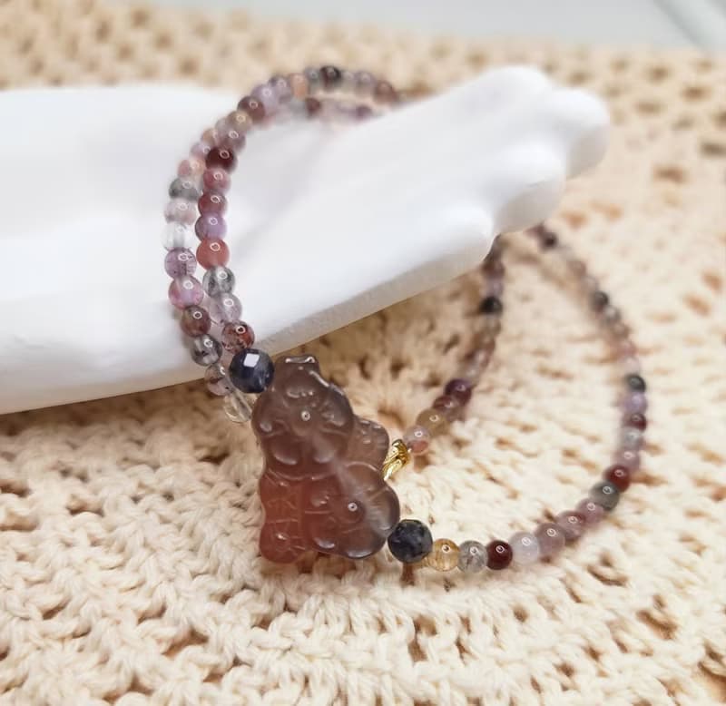 緋紅瑪瑙梅花牌極光23雙圈磁扣手鍊