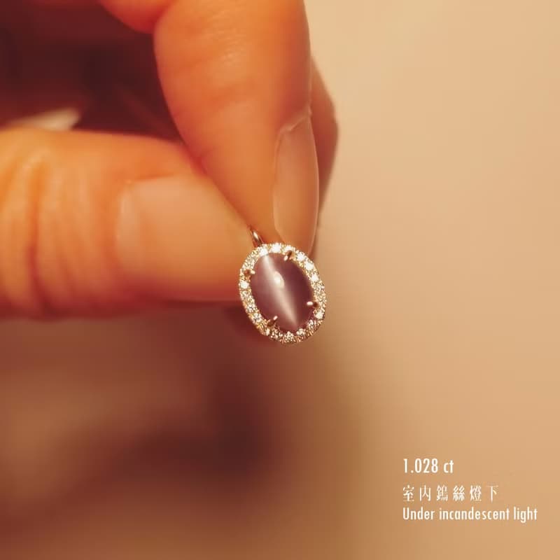 限量現貨 - 亞歷山大變色貓眼石 爪鑲圍鑽 純 18K 黃金可調整項鍊