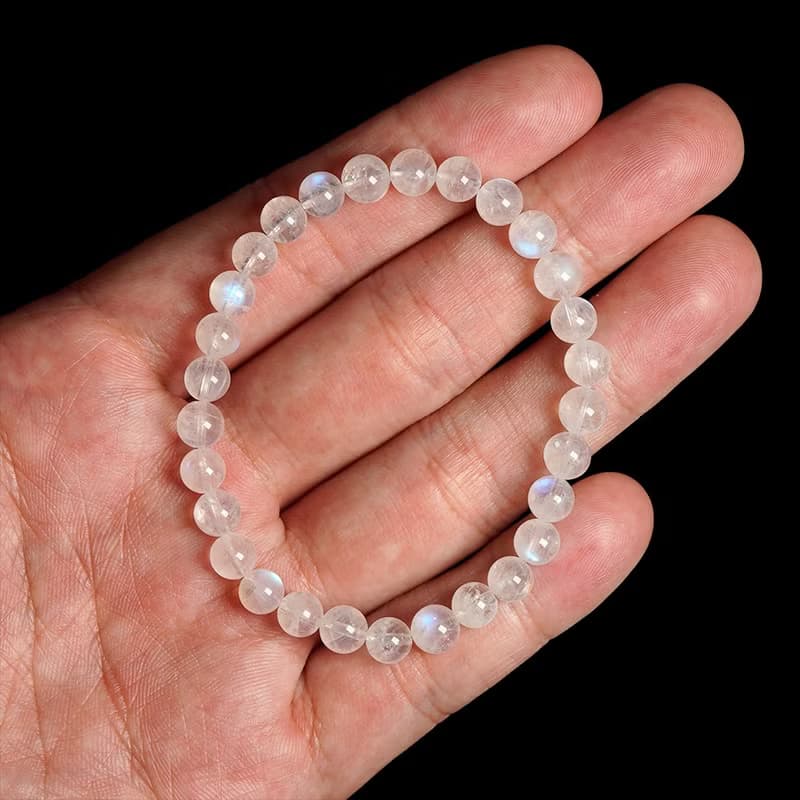 【正佳珠寶】藍月光 高品冰質藍 5.8-6.2mm 藍月光石手珠