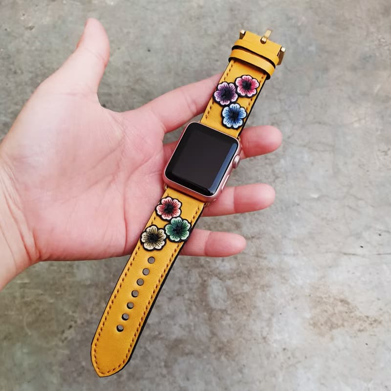 Apple Flower Band皮革手錶錶帶