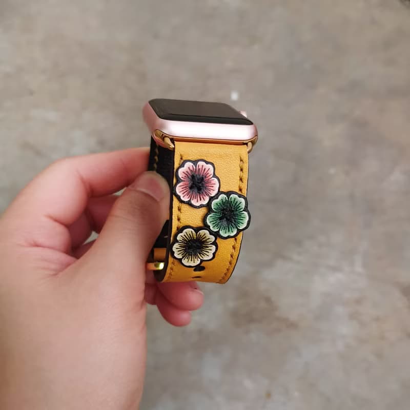 Apple Flower Band皮革手錶錶帶