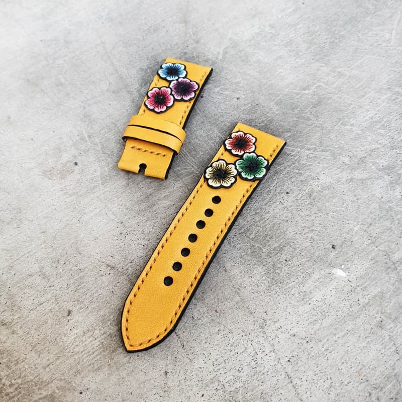 Apple Flower Band皮革手錶錶帶