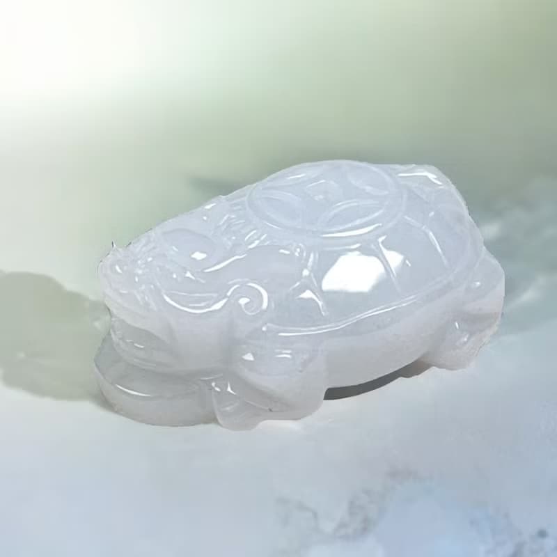 白翡翡翠古錢龍龜 | 天然緬甸玉翡翠A貨 | 送禮