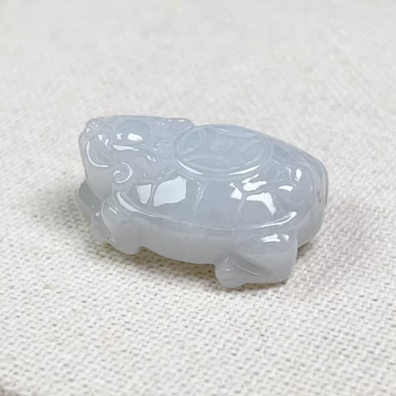白翡翡翠古錢龍龜 | 天然緬甸玉翡翠A貨 | 送禮