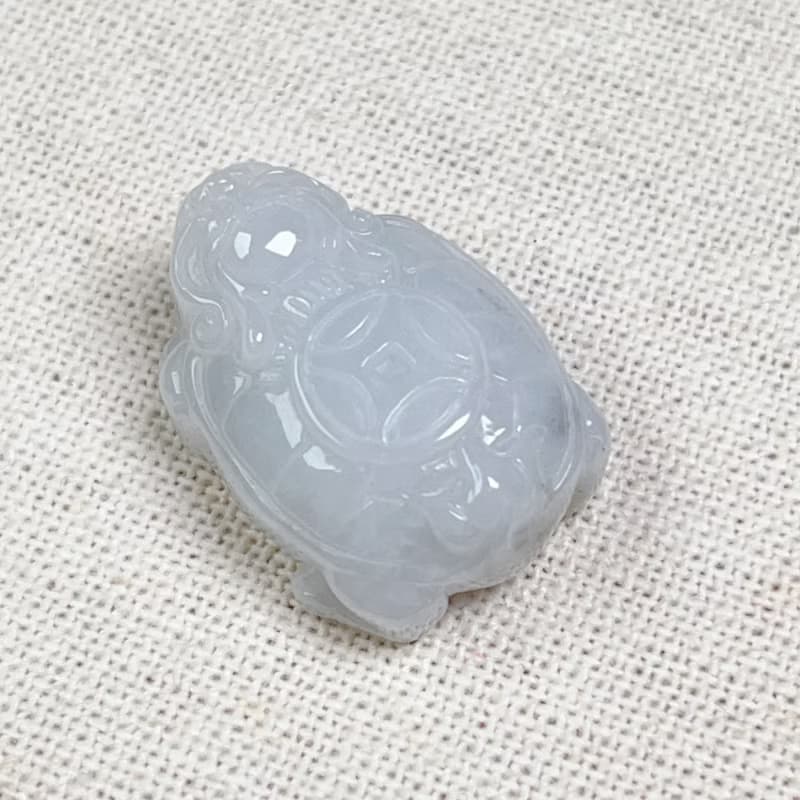 白翡翡翠古錢龍龜 | 天然緬甸玉翡翠A貨 | 送禮