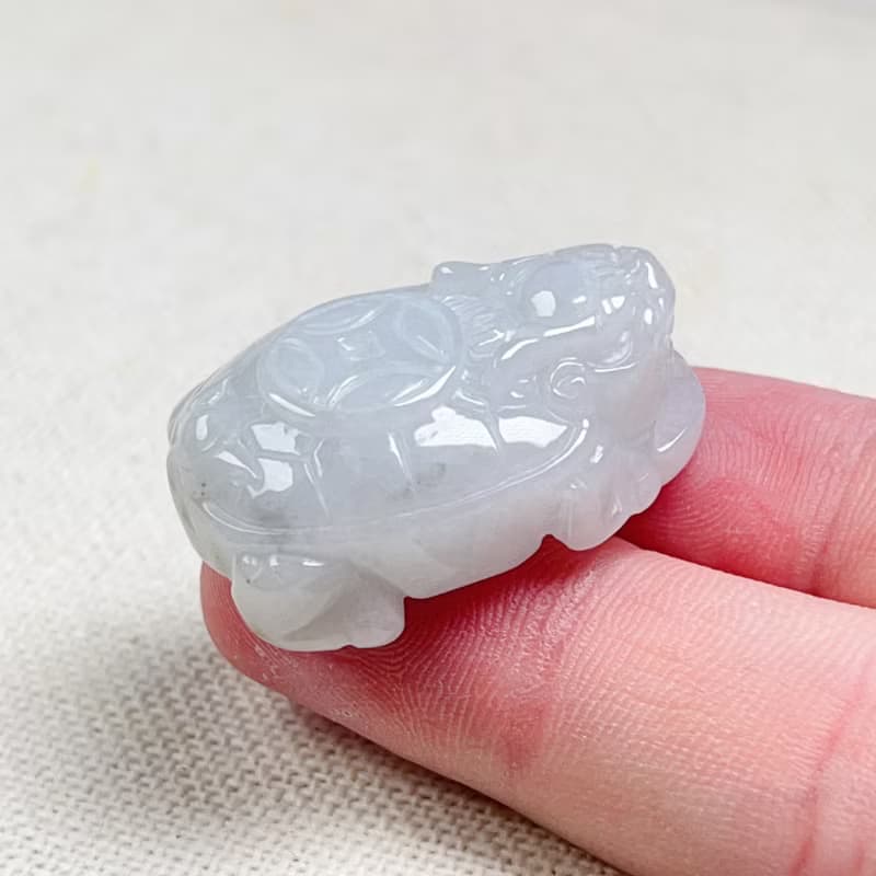 白翡翡翠古錢龍龜 | 天然緬甸玉翡翠A貨 | 送禮