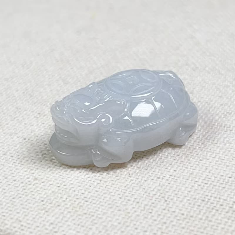 白翡翡翠古錢龍龜 | 天然緬甸玉翡翠A貨 | 送禮