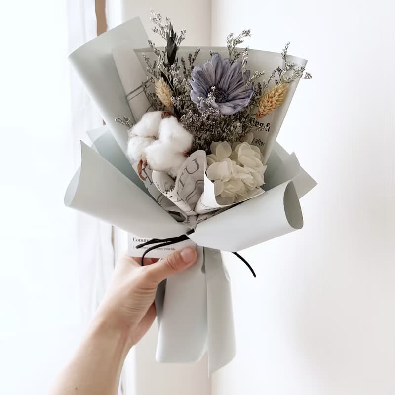 畢業花束 藍色系擴香太陽花 向日葵 生日 週年 畢業禮物 附贈提袋