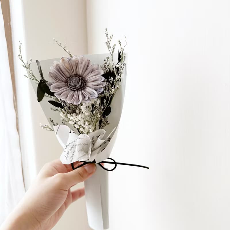 畢業花束 藍色系擴香太陽花 向日葵 生日 週年 畢業禮物 附贈提袋