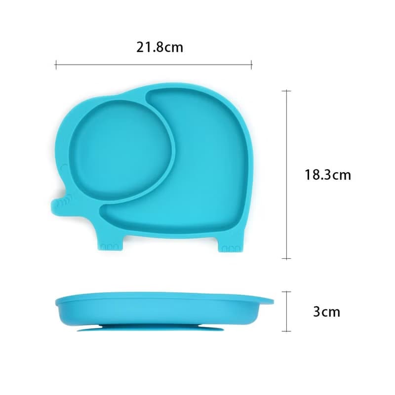 b&h 兒童自主進食餐具 - 防滑矽膠餐盤 (大象)