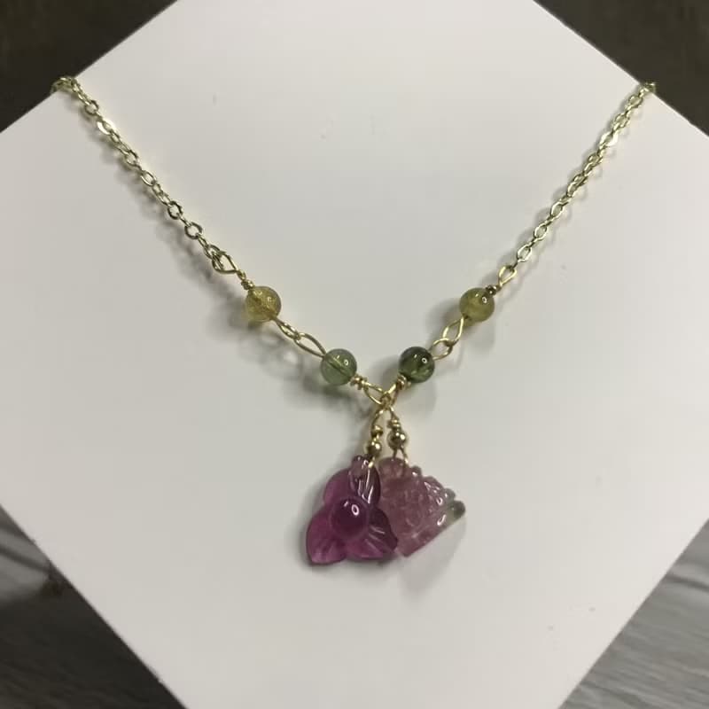 招財旺夫I西瓜碧璽電氣石Tourmaline14K頸鏈I糖果花I情人節禮物