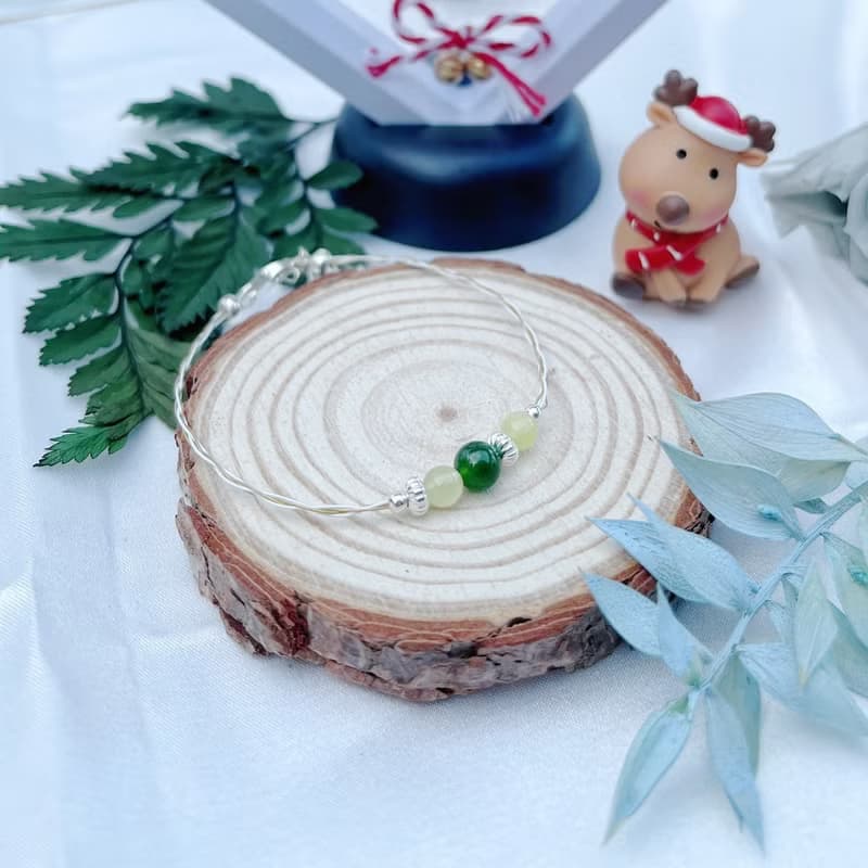 【情侶首選】水晶手鍊/致簡鋼線編織(小)/綠透輝x黃金葡萄石