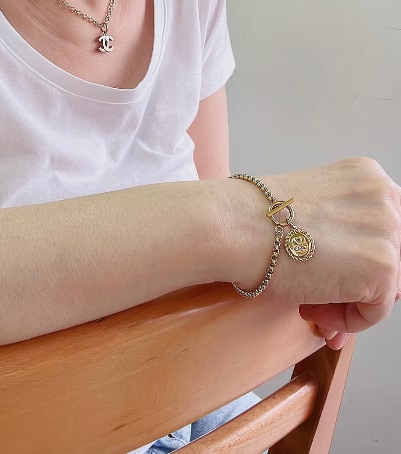 老件新作 幸運草鈕扣墜子手鍊Reworked