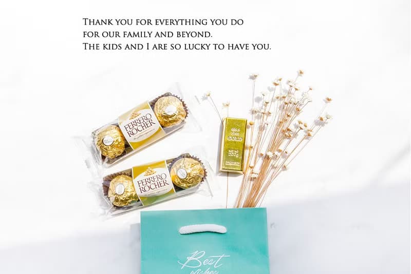 父親節禮物贈品 父親節快樂-金莎巧克力6顆入+金塊磁鐵禮盒