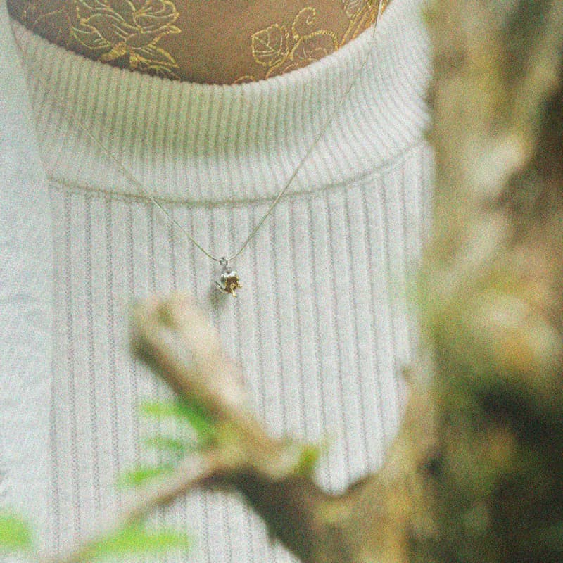 園子－杏花吐蕊珍珠鎖骨銀鍊_鍍雙色K金/純銀墜