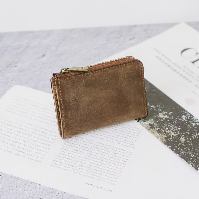 真皮極簡卡片零錢包 X0006 咖/黃棕Y/綠/棕/瘋馬/紅棕V