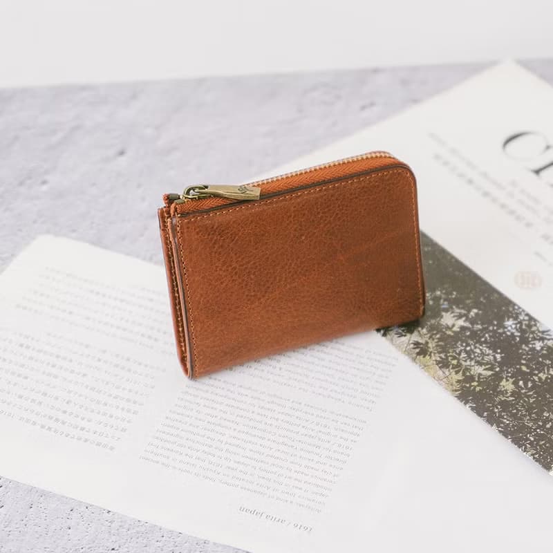 真皮極簡卡片零錢包 X0006 咖/黃棕Y/綠/棕/瘋馬/紅棕V