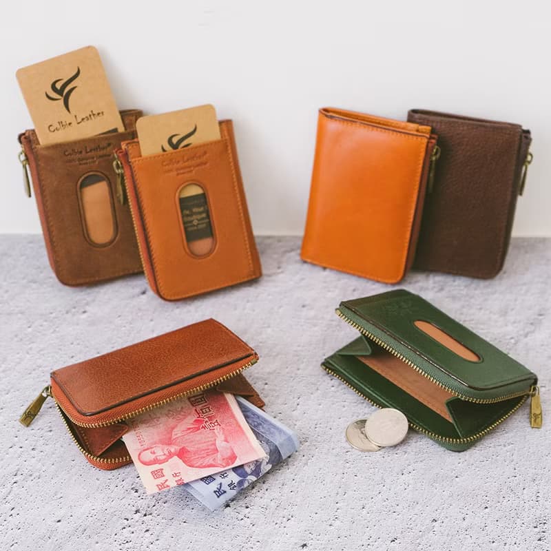 真皮極簡卡片零錢包 X0006 咖/黃棕Y/綠/棕/瘋馬/紅棕V