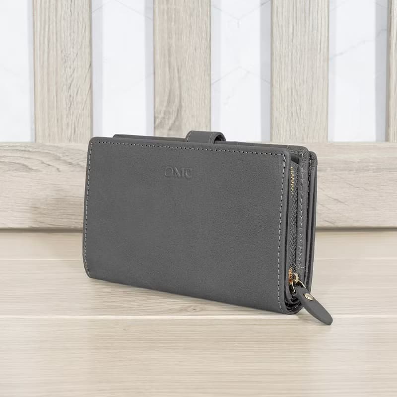 義大利植鞣革舌扣零錢袋牛皮中夾95139(灰色)