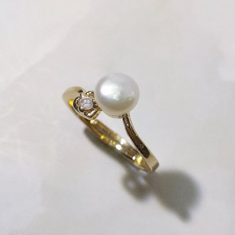 Le Bonheur 珍珠愛心戒指 開口可調節(情人節 生日禮物)