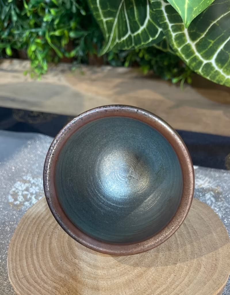 釉彩玫瑰柴燒杯