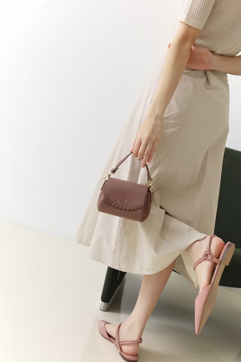 Canele (Wood rose): Mini bag, Crossbody bag, Cow Leather wallet, soft leather