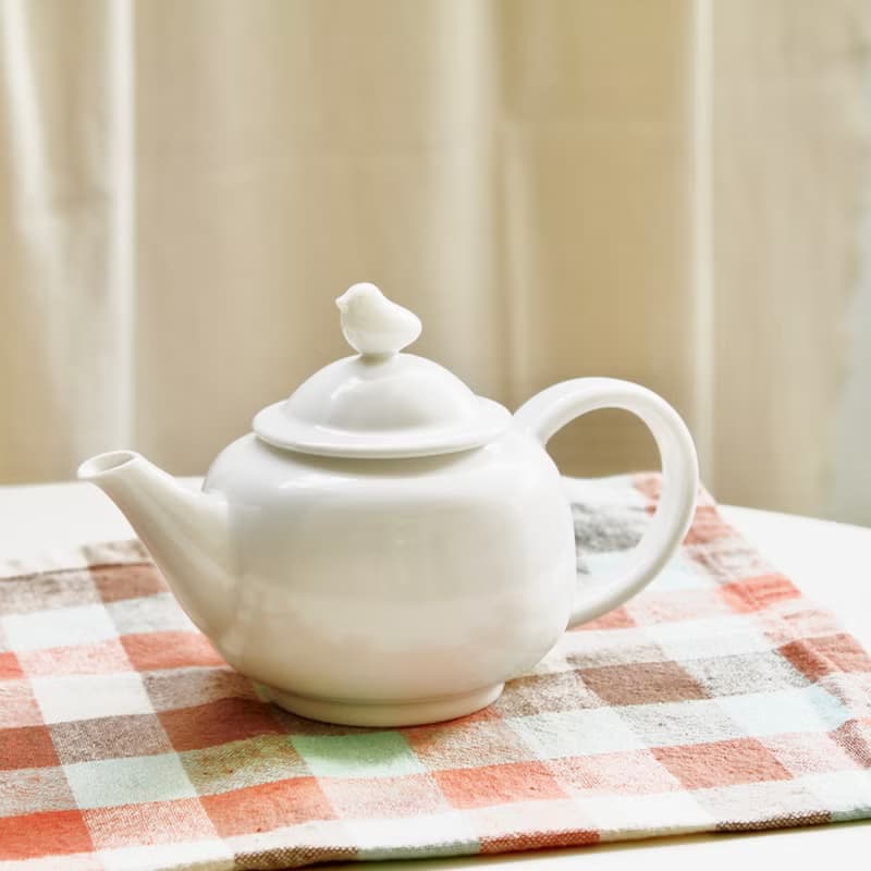 【白瓷茶具】小鴨蓋鈕-英式紅茶壺