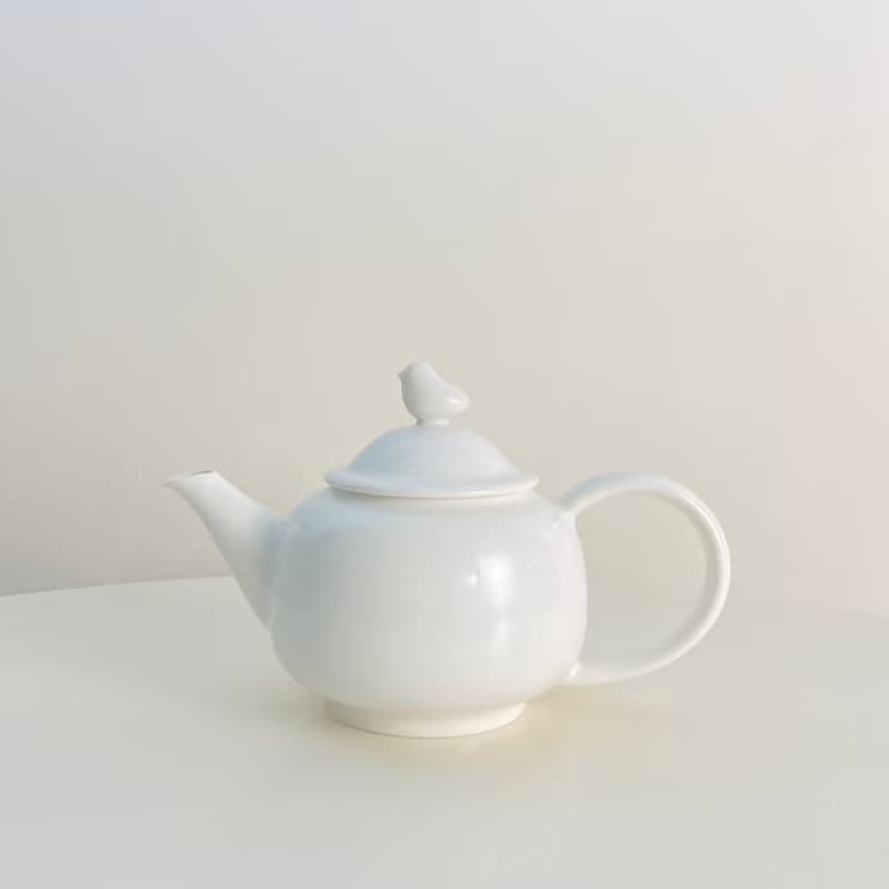 【茶具】白瓷英式紅茶壺-小鴨蓋鈕