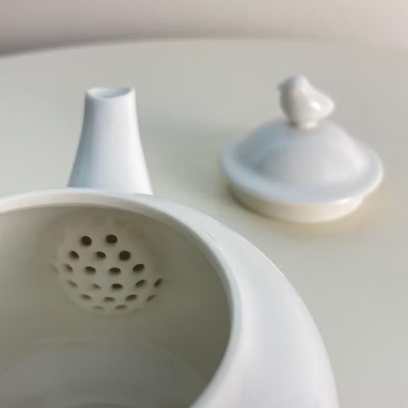 【茶具】白瓷英式紅茶壺-小鴨蓋鈕